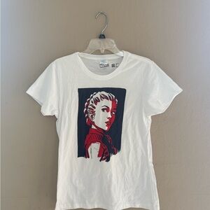 Marvel Women’s White Graphic Tee with Red & Navy Portrait